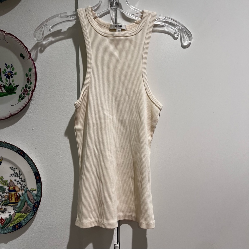 Agolde Ribbed Tank XS Cream Off White